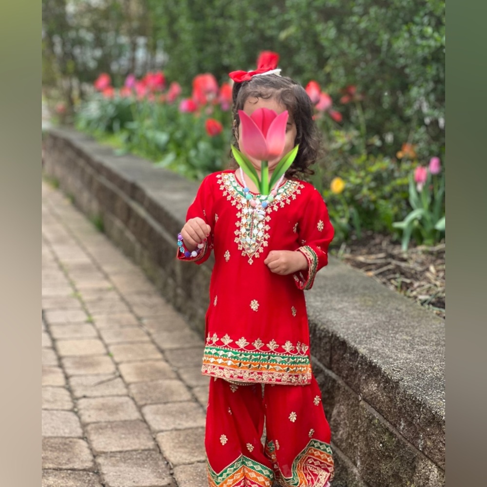 Embroidered mirror work toddlers Pakistani  indian kameez shalwar